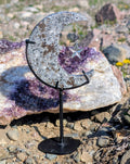 Crystal Moon with Stand, Canadian Flame Stone, Yooperlite