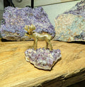 Artisanal Brass Moose on Canadian Amethyst Specimen