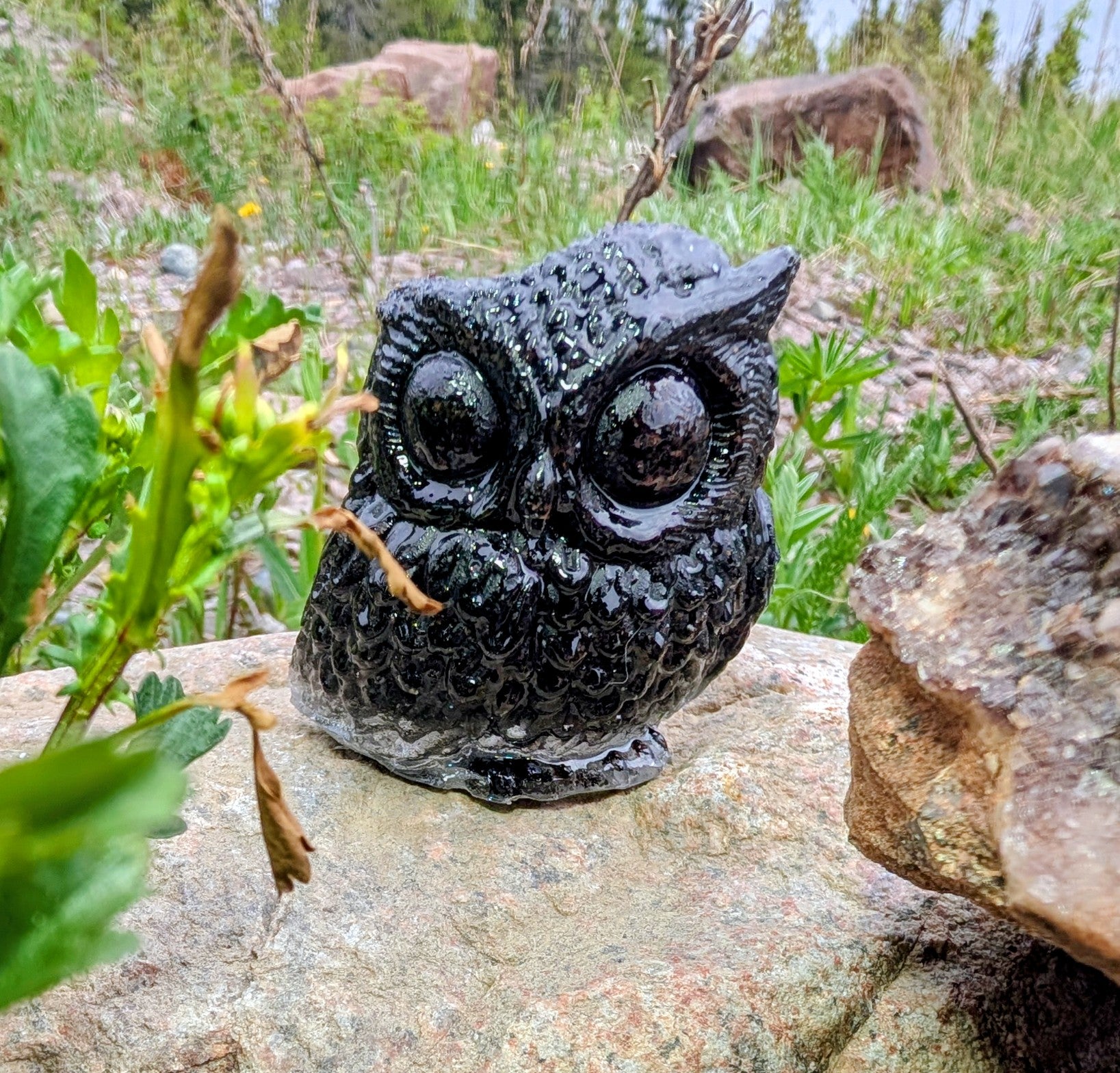 Artisanal Crystal Owl Made With Canadian Garnet