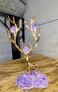 Amethyst Brass Deer on Agate Slice