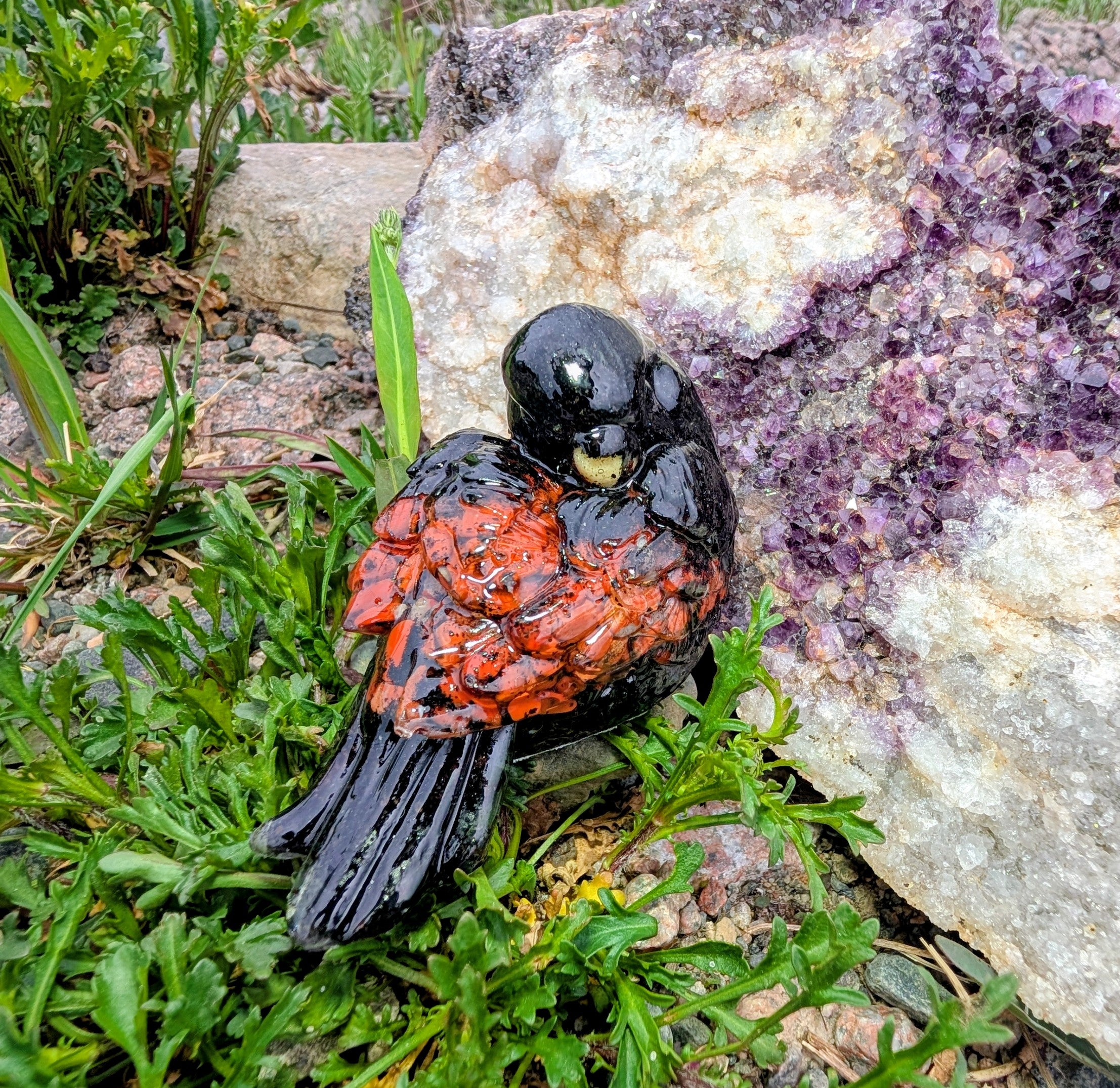Artisanal Crystal Bird Made With Canadian Garnet