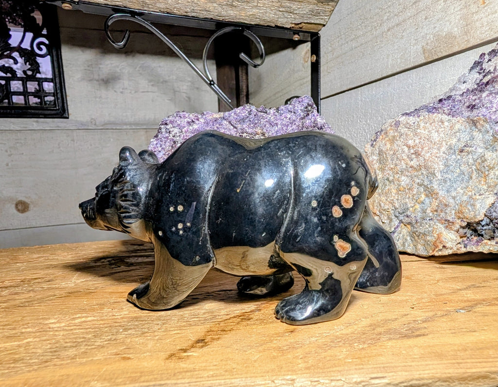 Crystal Bear Black Druzy Agate