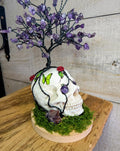 Artisanal Crystal Chip Tree on Resin Skull with Thunder Bay Amethyst Crystal Points