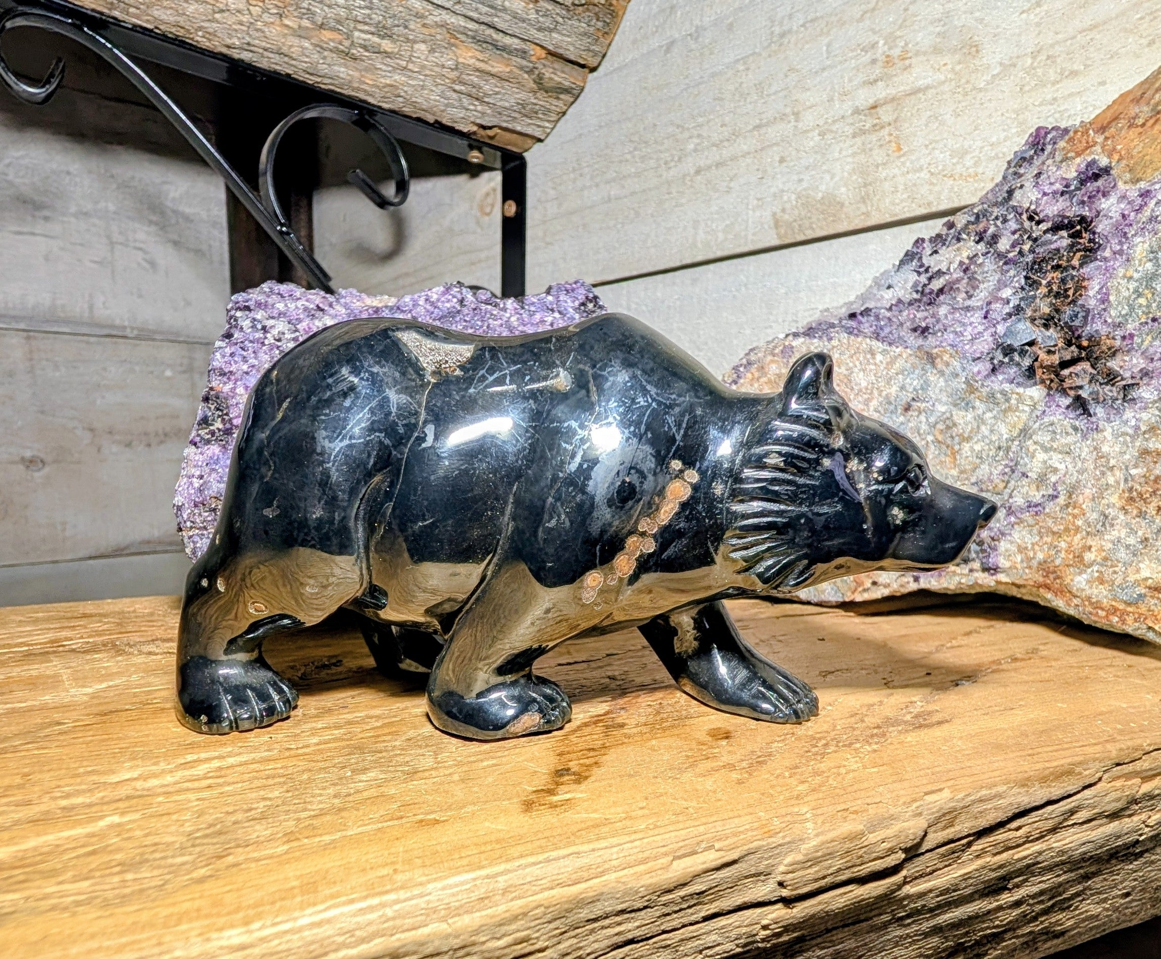 Crystal Bear Black Druzy Agate