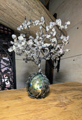 Moonstone and Larvakite Chip Tree on Labradorite Sphere