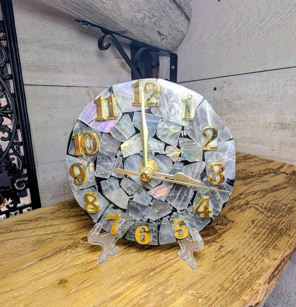Labradorite Mosaic Clock