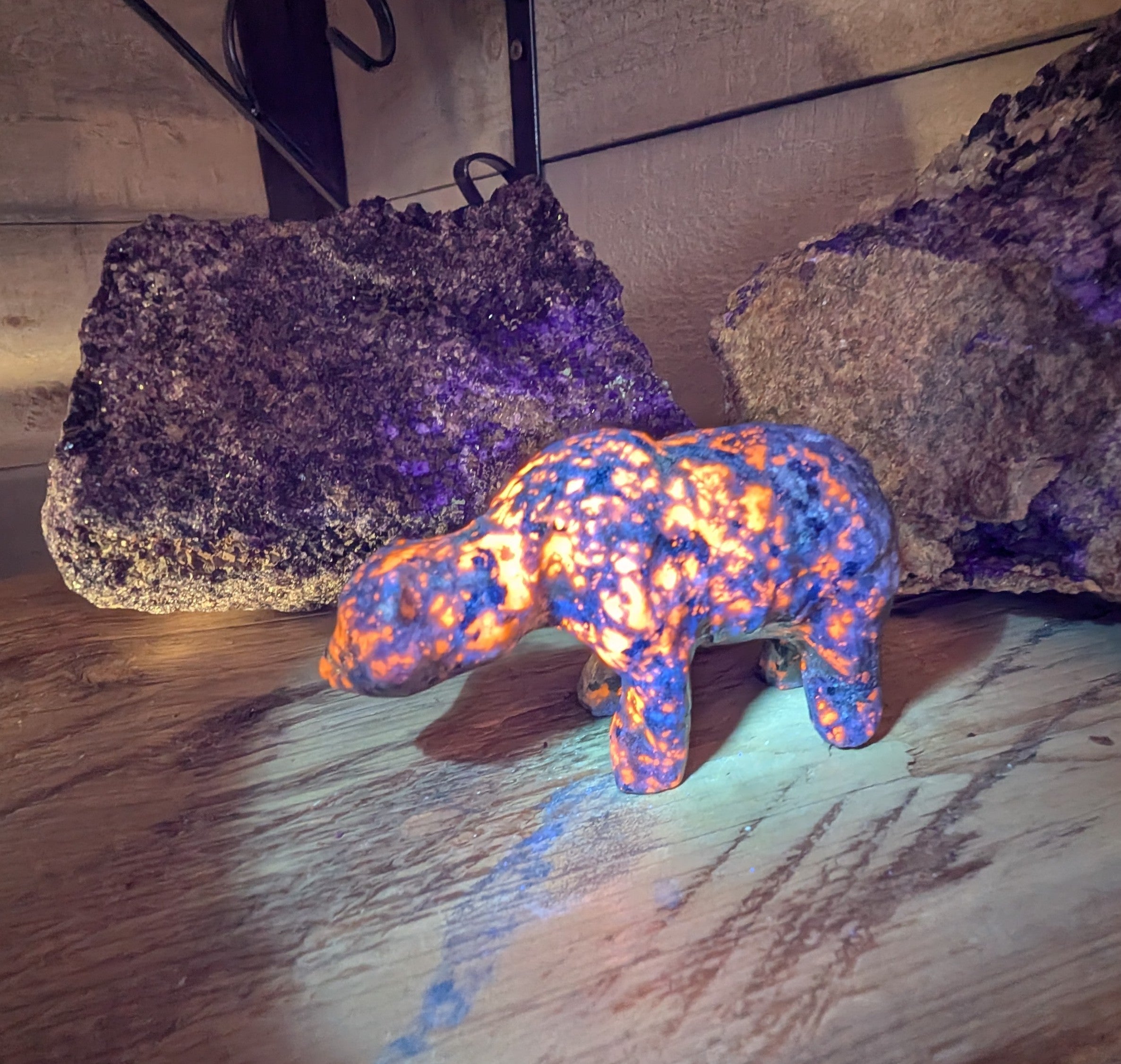 Artisanal Canadian Flame Stone, Yooperlite Crystal Bear