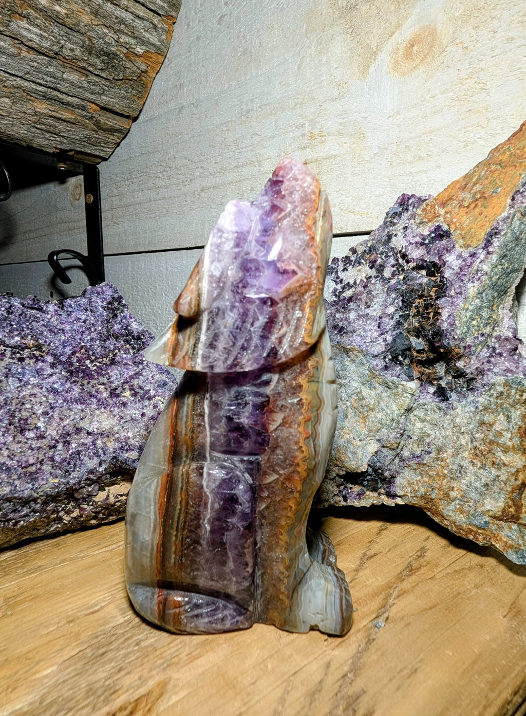 Crystal Wolf Agate and Amethyst