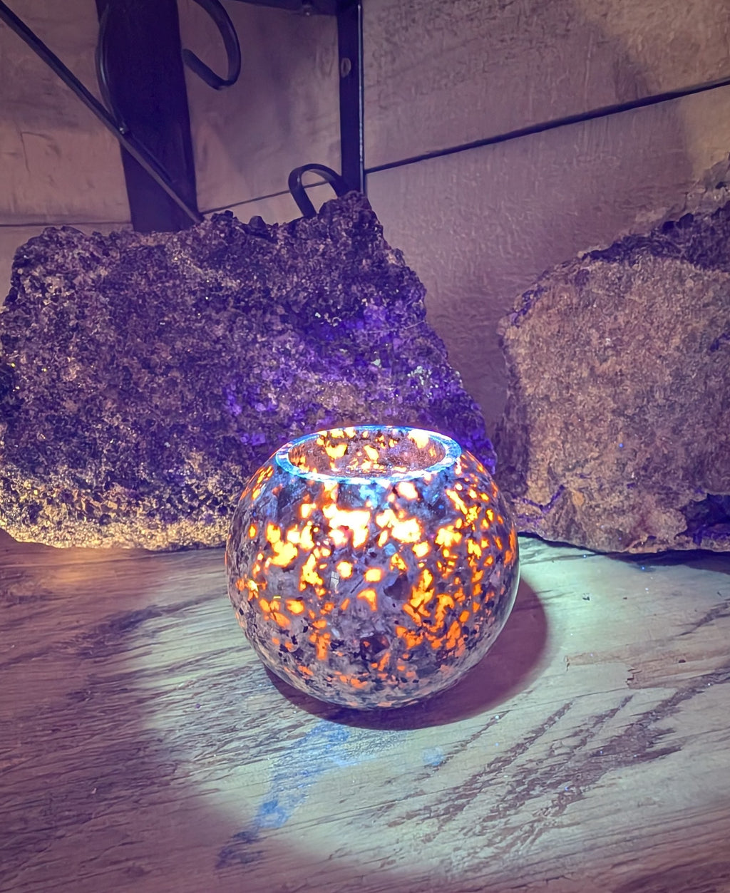 Canadian Flame Stone, Yooperlite Crystal Candle Holder
