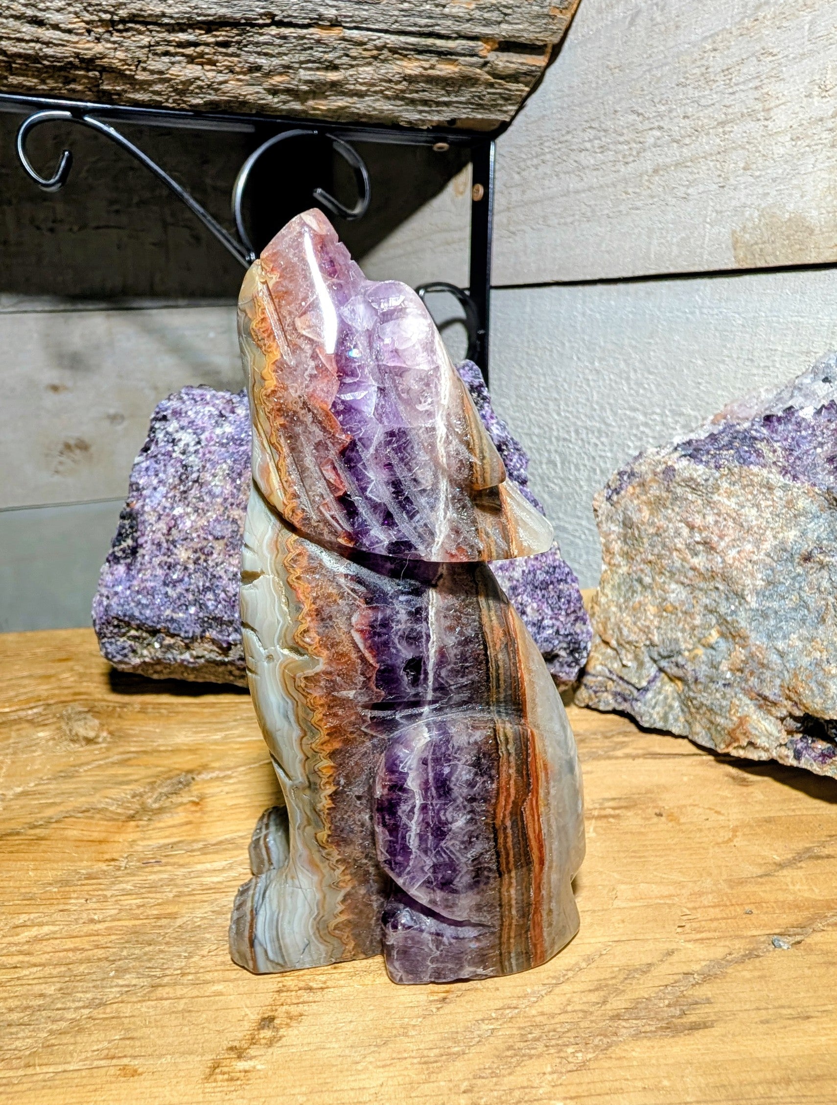 Crystal Wolf Agate and Amethyst