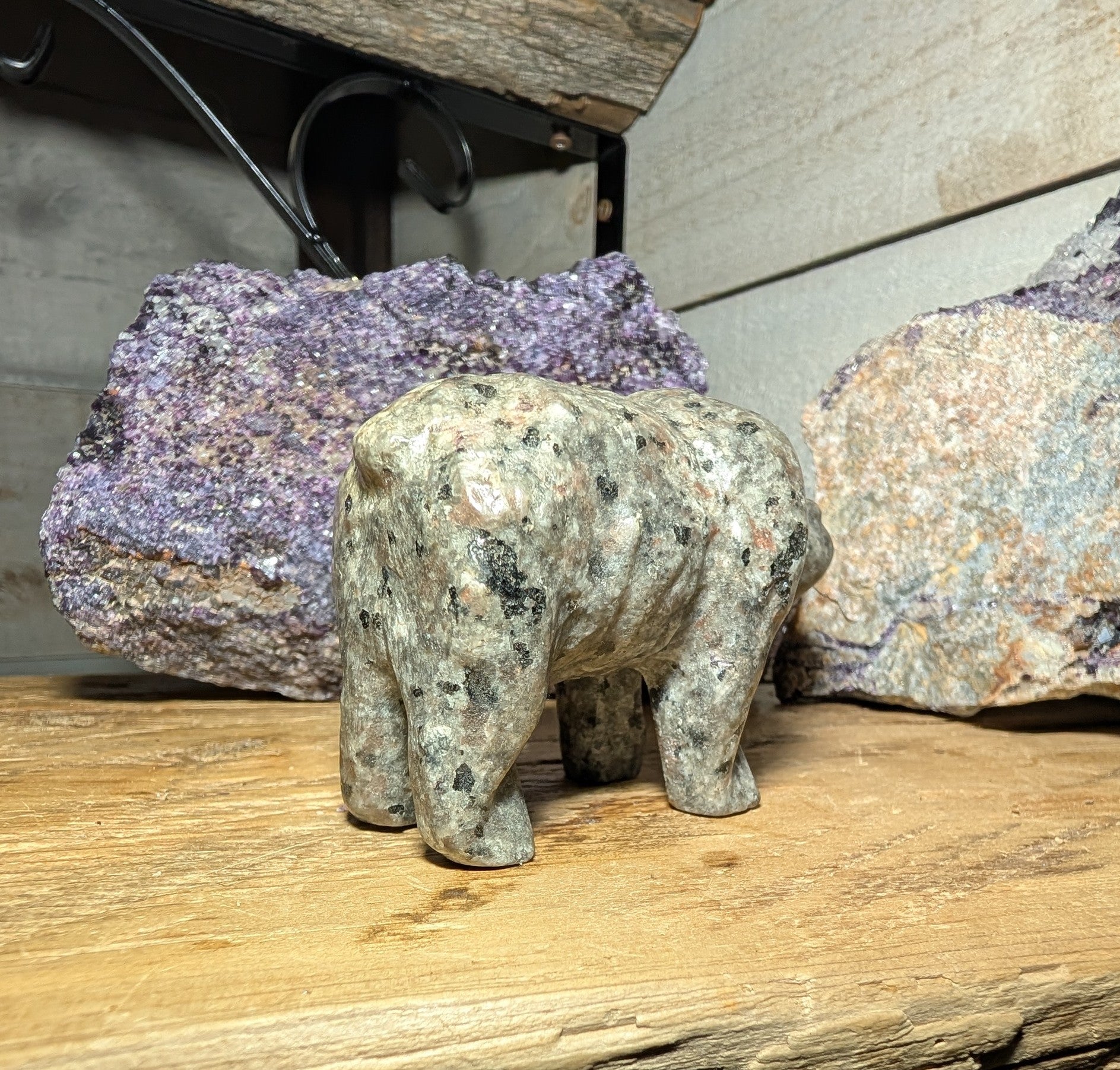 Artisanal Canadian Flame Stone, Yooperlite Crystal Bear