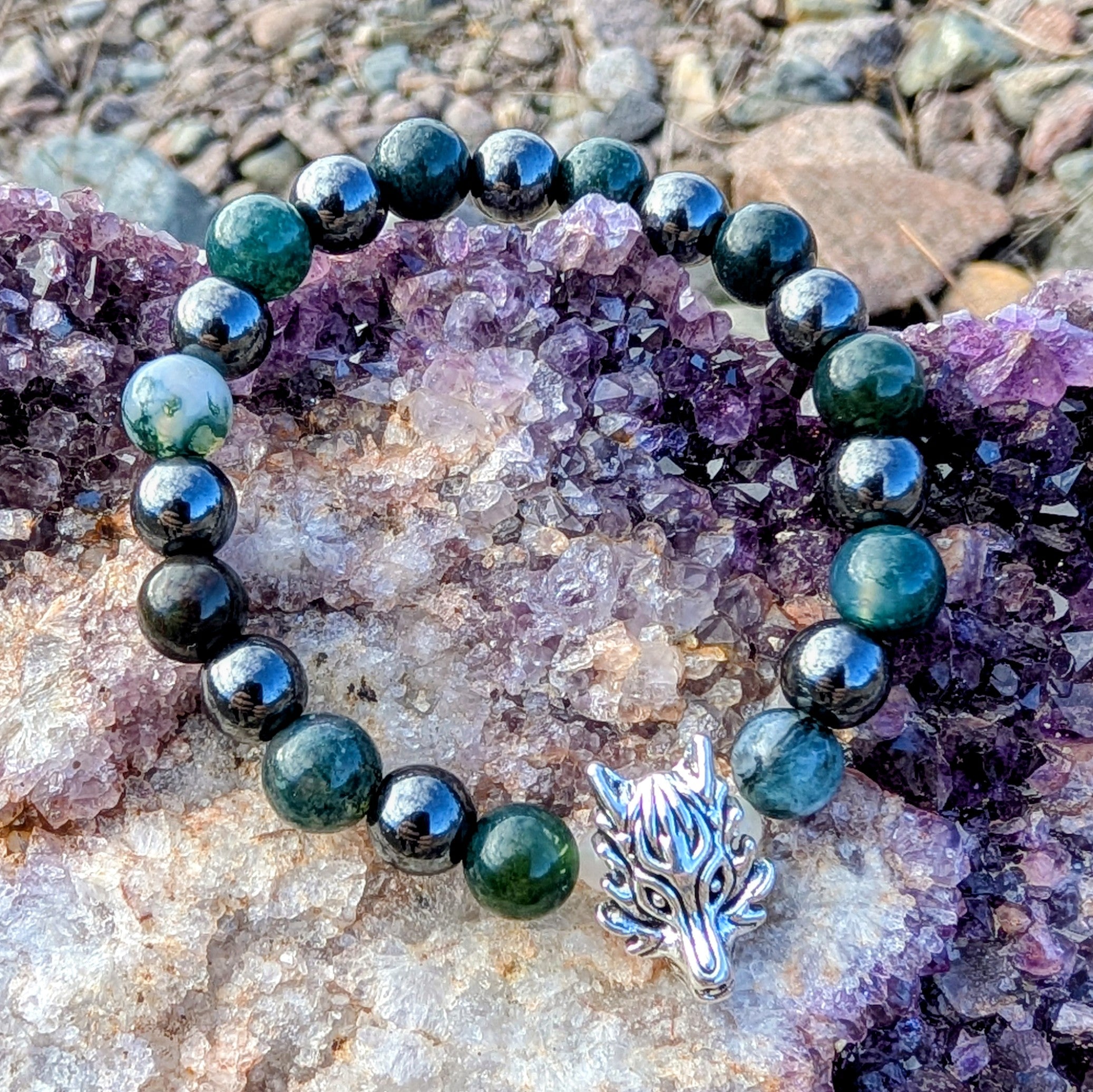 Bespoke Wolf Charm Crystal Bracelet