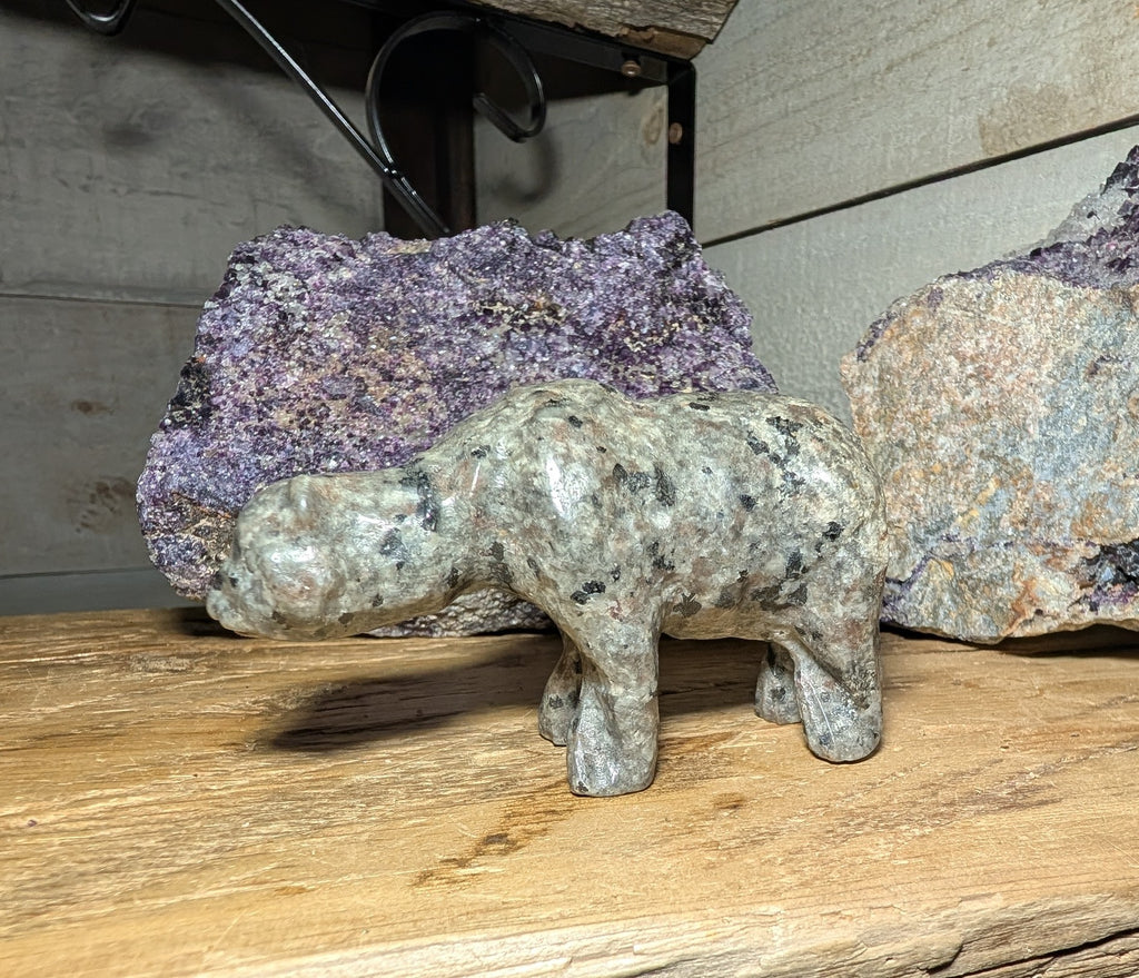Artisanal Canadian Flame Stone, Yooperlite Crystal Bear