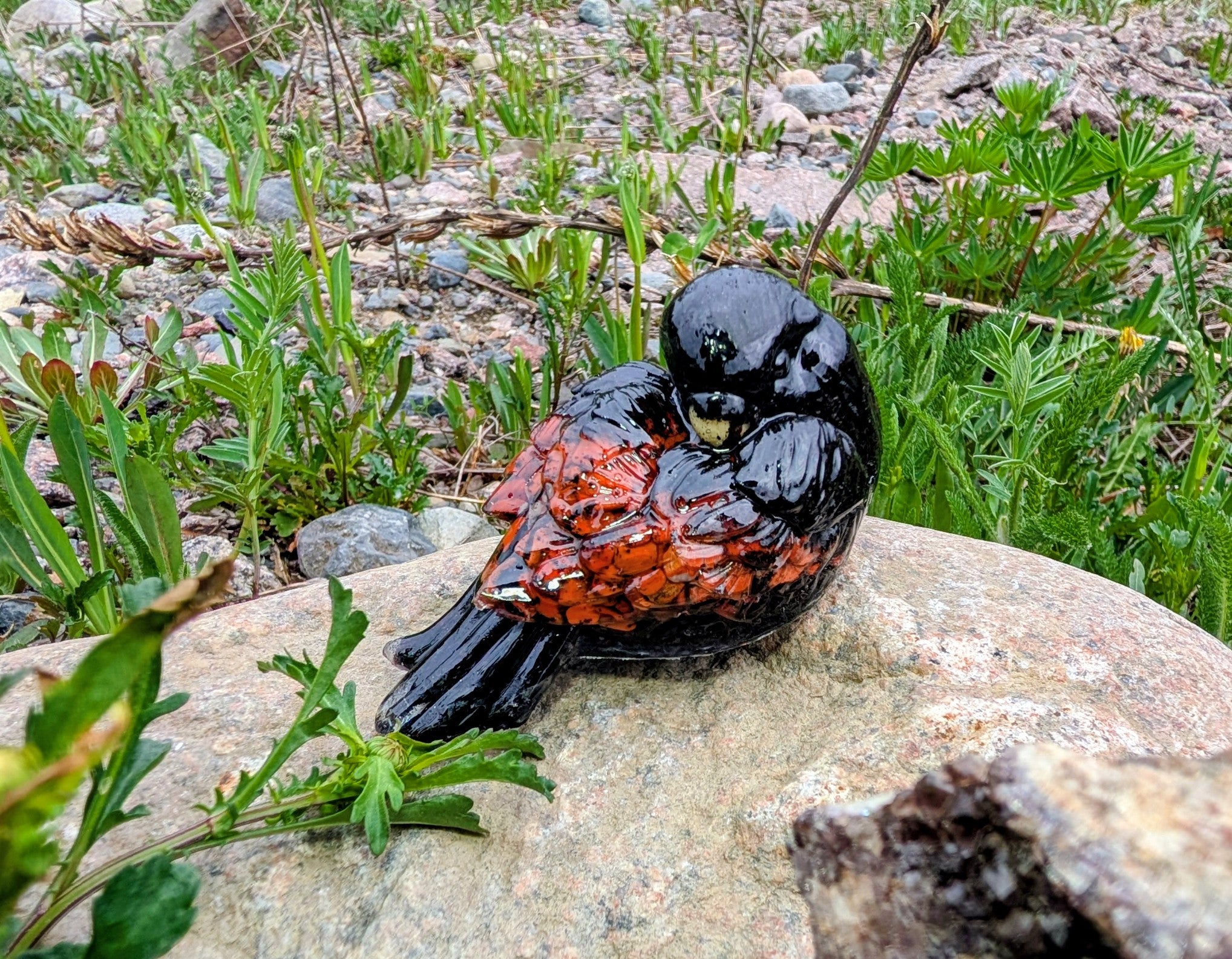 Artisanal Crystal Bird Made With Canadian Garnet